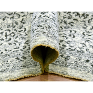 14'1"x17'9" Chantilly Lace White, Tone On Tone Design, Hand Knotted Mamluk Dynasty Luxurious Wool, Oversized Undyed Oriental Rug FWR479892