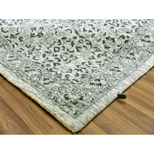 14'1"x17'9" Chantilly Lace White, Tone On Tone Design, Hand Knotted Mamluk Dynasty Luxurious Wool, Oversized Undyed Oriental Rug FWR479892