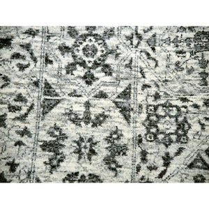 14'1"x17'9" Chantilly Lace White, Tone On Tone Design, Hand Knotted Mamluk Dynasty Luxurious Wool, Oversized Undyed Oriental Rug FWR479892