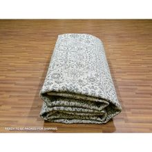 Load image into Gallery viewer, 14&#39;1&quot;x17&#39;9&quot; Chantilly Lace White, Tone On Tone Design, Hand Knotted Mamluk Dynasty Luxurious Wool, Oversized Undyed Oriental Rug FWR479892