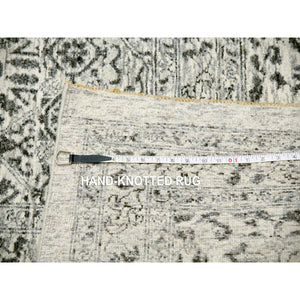 14'1"x17'9" Chantilly Lace White, Tone On Tone Design, Hand Knotted Mamluk Dynasty Luxurious Wool, Oversized Undyed Oriental Rug FWR479892