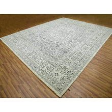 Load image into Gallery viewer, 12&#39;1&quot;x15&#39;4&quot; Heron White, Mamluk Dynasty Design, Hand Knotted Undyed 100% Wool, Tone On Tone, Oversized Oriental Rug FWR479898