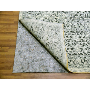 12'1"x15'4" Heron White, Mamluk Dynasty Design, Hand Knotted Undyed 100% Wool, Tone On Tone, Oversized Oriental Rug FWR479898