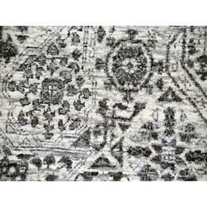 12'1"x15'4" Heron White, Mamluk Dynasty Design, Hand Knotted Undyed 100% Wool, Tone On Tone, Oversized Oriental Rug FWR479898