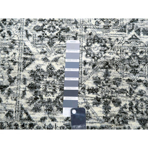 12'x12' Cloud White, Undyed Hand Knotted Soft And Vibrant Wool, Mamluk Dynasty, Tone On Tone Design, Square Oriental Rug FWR479904