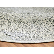 Load image into Gallery viewer, 12&#39;x12&#39; Decorators White, Tone on Tone, Hand Knotted Undyed Extra Soft Wool, Round Mamluk Dynasty Design, Oriental Rug FWR479910