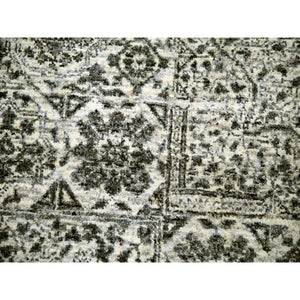 12'x12' Decorators White, Tone on Tone, Hand Knotted Undyed Extra Soft Wool, Round Mamluk Dynasty Design, Oriental Rug FWR479910