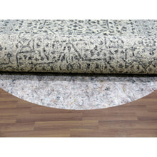 Load image into Gallery viewer, 10&#39;x10&#39; Oxford White, Hand Knotted Tone On Tone, Undyed Organic Wool, Mamluk Dynasty Design, Round Oriental Rug FWR479916