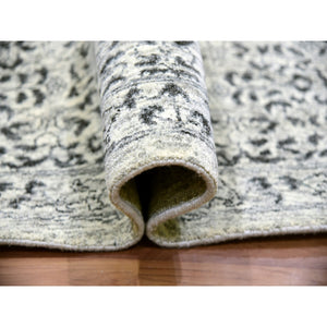 10'x10' Oxford White, Hand Knotted Tone on Tone, Undyed Organic Wool, Mamluk Dynasty Design, Round Oriental Rug FWR479916