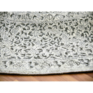 10'x10' Oxford White, Hand Knotted Tone on Tone, Undyed Organic Wool, Mamluk Dynasty Design, Round Oriental Rug FWR479916