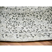 Load image into Gallery viewer, 10&#39;x10&#39; Oxford White, Hand Knotted Tone On Tone, Undyed Organic Wool, Mamluk Dynasty Design, Round Oriental Rug FWR479916