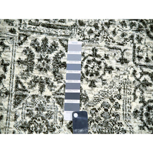 10'x10' Oxford White, Hand Knotted Tone on Tone, Undyed Organic Wool, Mamluk Dynasty Design, Round Oriental Rug FWR479916