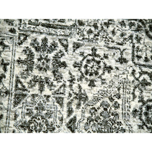 10'x10' Oxford White, Hand Knotted Tone on Tone, Undyed Organic Wool, Mamluk Dynasty Design, Round Oriental Rug FWR479916