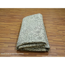 Load image into Gallery viewer, 10&#39;x10&#39; Oxford White, Hand Knotted Tone On Tone, Undyed Organic Wool, Mamluk Dynasty Design, Round Oriental Rug FWR479916