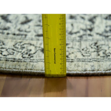 Load image into Gallery viewer, 10&#39;x10&#39; Oxford White, Hand Knotted Tone On Tone, Undyed Organic Wool, Mamluk Dynasty Design, Round Oriental Rug FWR479916