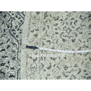 10'x10' Oxford White, Hand Knotted Tone on Tone, Undyed Organic Wool, Mamluk Dynasty Design, Round Oriental Rug FWR479916