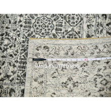 Load image into Gallery viewer, 9&#39;x12&#39;2&quot; Diamond White, Mamluk Dynasty Pattern, Tone On Tone, Undyed Vibrant Wool, Hand Knotted, Oriental Rug FWR479922