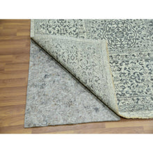 Load image into Gallery viewer, 10&#39;x10&#39; Duck White And Rusty Gray, Hand Knotted Undyed Mamluk Dynasty Pattern, Tone On Tone, Shiny Wool, Oriental Square Rug FWR479928