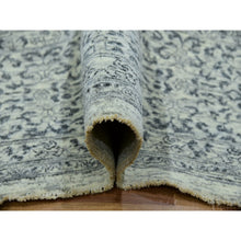 Load image into Gallery viewer, 10&#39;x10&#39; Duck White And Rusty Gray, Hand Knotted Undyed Mamluk Dynasty Pattern, Tone On Tone, Shiny Wool, Oriental Square Rug FWR479928