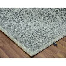 Load image into Gallery viewer, 10&#39;x10&#39; Duck White And Rusty Gray, Hand Knotted Undyed Mamluk Dynasty Pattern, Tone On Tone, Shiny Wool, Oriental Square Rug FWR479928