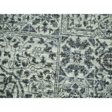 Load image into Gallery viewer, 10&#39;x10&#39; Duck White And Rusty Gray, Hand Knotted Undyed Mamluk Dynasty Pattern, Tone On Tone, Shiny Wool, Oriental Square Rug FWR479928