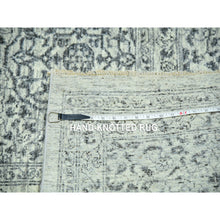 Load image into Gallery viewer, 10&#39;x10&#39; Duck White And Rusty Gray, Hand Knotted Undyed Mamluk Dynasty Pattern, Tone On Tone, Shiny Wool, Oriental Square Rug FWR479928