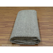 Load image into Gallery viewer, 10&#39;x10&#39; Grandma Gray, Undyed Modern Grass Design, Tone On Tone, Hand Knotted, 100% Wool, Bohemian Square Oriental Rug FWR479940
