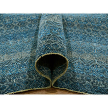 Load image into Gallery viewer, 12&#39;x12&#39; Enamel Blue, Kohinoor Herat Small Geometric Repetitive Diamond Design, 100% Plush Wool, Hand Knotted, XL Square Oriental Rug FWR479970