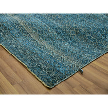 Load image into Gallery viewer, 12&#39;x12&#39; Enamel Blue, Kohinoor Herat Small Geometric Repetitive Diamond Design, 100% Plush Wool, Hand Knotted, XL Square Oriental Rug FWR479970