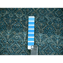 Load image into Gallery viewer, 12&#39;x12&#39; Enamel Blue, Kohinoor Herat Small Geometric Repetitive Diamond Design, 100% Plush Wool, Hand Knotted, XL Square Oriental Rug FWR479970
