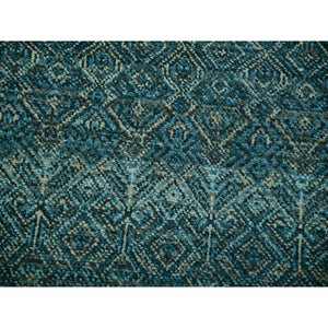 12'x12' Enamel Blue, Kohinoor Herat Small Geometric Repetitive Diamond Design, 100% Plush Wool, Hand Knotted, XL Square Oriental Rug FWR479970