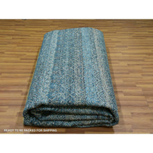 Load image into Gallery viewer, 12&#39;x12&#39; Enamel Blue, Kohinoor Herat Small Geometric Repetitive Diamond Design, 100% Plush Wool, Hand Knotted, XL Square Oriental Rug FWR479970