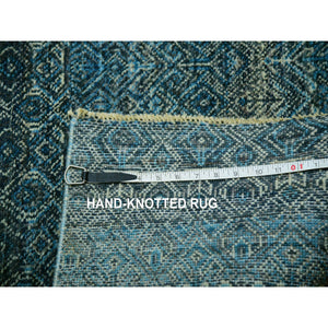 12'x12' Enamel Blue, Kohinoor Herat Small Geometric Repetitive Diamond Design, 100% Plush Wool, Hand Knotted, XL Square Oriental Rug FWR479970