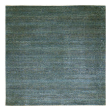 Load image into Gallery viewer, 12&#39;x12&#39; Jungle Green, Soft To The Touch Kohinoor Herat, Diamond Shape Small Geometric Repetitive Design, Pure Wool, Hand Knotted, Square Oriental Rug FWR479976