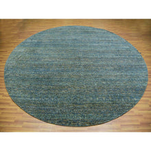 Load image into Gallery viewer, 12&#39;x12&#39; Myrtle Green, Tone On Tone, Hand Knotted Plush Pile 100% Wool, Kohinoor Herat With Diamond Shaped Small Geometric Repetitive Design, Round Oriental Rug FWR479982