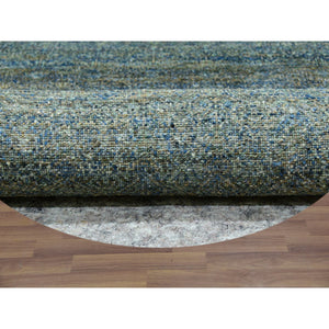 12'x12' Myrtle Green, Tone On Tone, Hand Knotted Plush Pile 100% Wool, Kohinoor Herat With Diamond Shaped Small Geometric Repetitive Design, Round Oriental Rug FWR479982