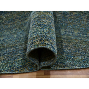 12'x12' Myrtle Green, Tone On Tone, Hand Knotted Plush Pile 100% Wool, Kohinoor Herat With Diamond Shaped Small Geometric Repetitive Design, Round Oriental Rug FWR479982