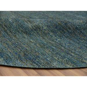 12'x12' Myrtle Green, Tone On Tone, Hand Knotted Plush Pile 100% Wool, Kohinoor Herat With Diamond Shaped Small Geometric Repetitive Design, Round Oriental Rug FWR479982