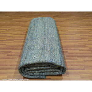 12'x12' Myrtle Green, Tone On Tone, Hand Knotted Plush Pile 100% Wool, Kohinoor Herat With Diamond Shaped Small Geometric Repetitive Design, Round Oriental Rug FWR479982