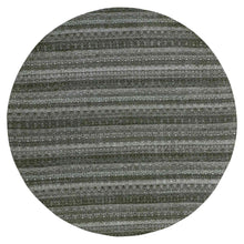 Load image into Gallery viewer, 12&#39;x12&#39; Graphite Gray, All Plush Wool, Small Geometric Repetitive Motifs Round Kohinoor Herat Pattern, Hand Knotted, Oriental Rug FWR479994
