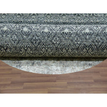 Load image into Gallery viewer, 12&#39;x12&#39; Graphite Gray, All Plush Wool, Small Geometric Repetitive Motifs Round Kohinoor Herat Pattern, Hand Knotted, Oriental Rug FWR479994