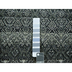 12'x12' Graphite Gray, All Plush Wool, Small Geometric Repetitive Motifs Round Kohinoor Herat Pattern, Hand Knotted, Oriental Rug FWR479994