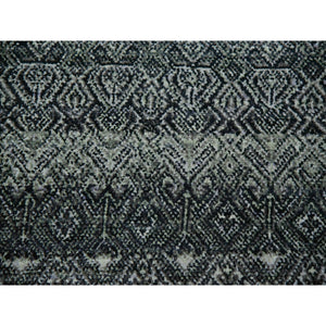 12'x12' Graphite Gray, All Plush Wool, Small Geometric Repetitive Motifs Round Kohinoor Herat Pattern, Hand Knotted, Oriental Rug FWR479994