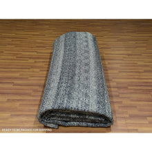 Load image into Gallery viewer, 12&#39;x12&#39; Graphite Gray, All Plush Wool, Small Geometric Repetitive Motifs Round Kohinoor Herat Pattern, Hand Knotted, Oriental Rug FWR479994