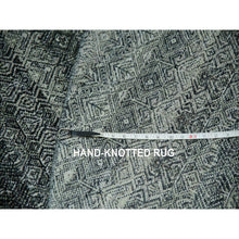 Load image into Gallery viewer, 12&#39;x12&#39; Graphite Gray, All Plush Wool, Small Geometric Repetitive Motifs Round Kohinoor Herat Pattern, Hand Knotted, Oriental Rug FWR479994