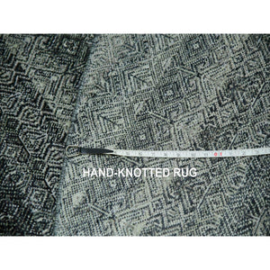 12'x12' Graphite Gray, All Plush Wool, Small Geometric Repetitive Motifs Round Kohinoor Herat Pattern, Hand Knotted, Oriental Rug FWR479994