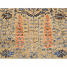Load image into Gallery viewer, 2&#39;7&quot;x6&#39; Almond Brown, Silk With Textured Wool, Hand Knotted, Cypress Tree Design, Runner, Oriental Rug FWR480144