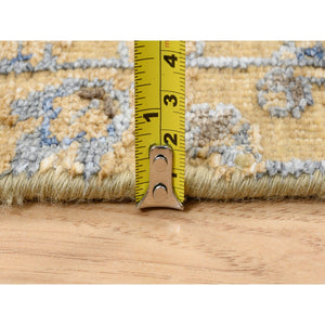 2'7"x6' Almond Brown, Silk With Textured Wool, Hand Knotted, Cypress Tree Design, Runner, Oriental Rug FWR480144