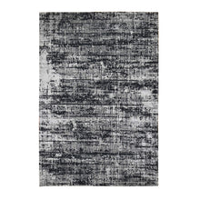 Load image into Gallery viewer, 5&#39;10&quot;x9&#39; Black and Silver, Modern, Wool and Plant Based Silk, Hand Loomed, Oriental Rug FWR480198
