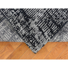Load image into Gallery viewer, 5&#39;10&quot;x9&#39; Black And Silver, Modern, Wool And Plant Based Silk, Hand Loomed, Oriental Rug FWR480198